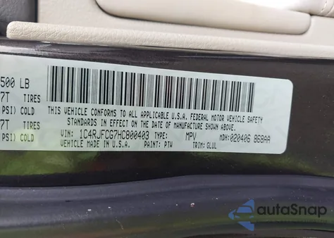 2017 Jeep Grand Cherokee Overland 4X4 z USA, uszkodzony, nr VIN 1C4RJFCG7HC800403